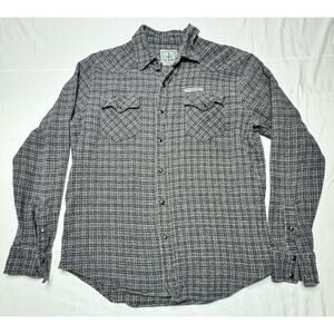 The Original Sailor Jerry Mens Long Sleeve Blue Tweed Pearl Snap Shirt - Size S